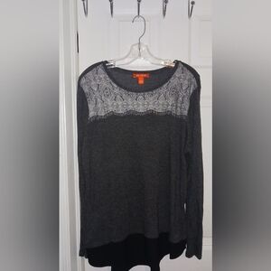 Joe Fresh Charcoal and Silver Patterned Top